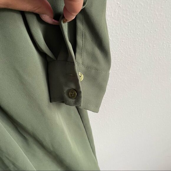 Calvin Klein CL Army Olive Green Wrap Dress with Gold epaulettes - Picture 12 of 16